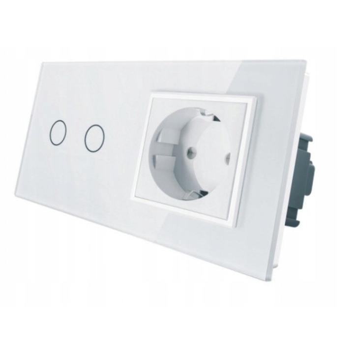 Priza 230V 16A cu intrerupator dublu, alb