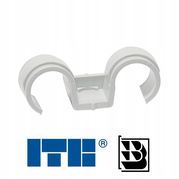 Clema dubla din nylon FPD 16-18 mm, set 100 bucati, pentru montaj tevi si pesle, gri
