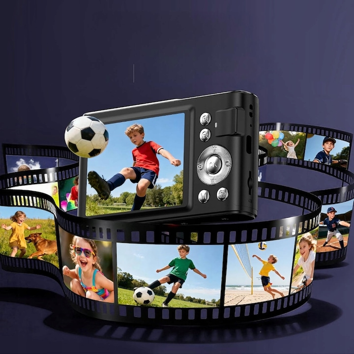 Aparat foto compact, 48MP, 32GB, display rotativ, dimensiuni 117x64x29mm