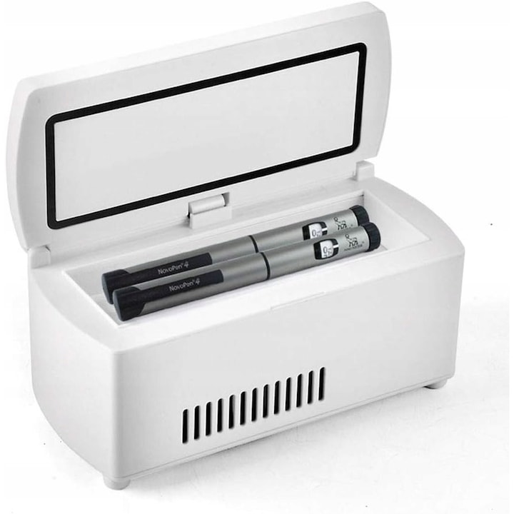Frigider auto portabil pentru insulina, 2-8C, cu display LCD, alimentare USB, compact