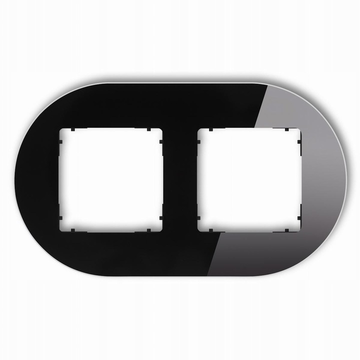 Rama dubla rotunda cu efect de sticla, Karlik, neagra, pentru prize si intrerupatoare