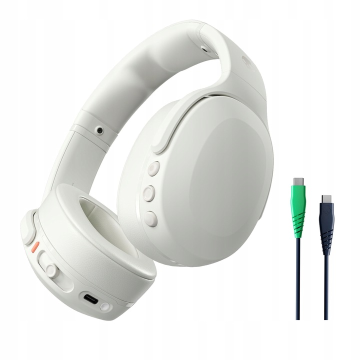 Skullcandy Crusher Evo vezeték nélküli fejhallgató, 40 óra üzemidő, Bone szín, kiegészítő töltőkábellel