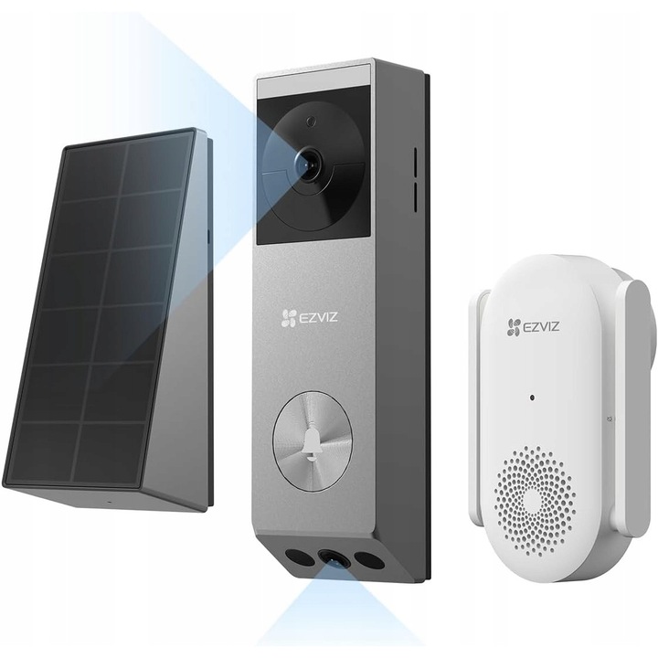 Sonerie electrica EZVIZ, videodomofon solar, wireless, Wi-Fi, compatibil Alexa