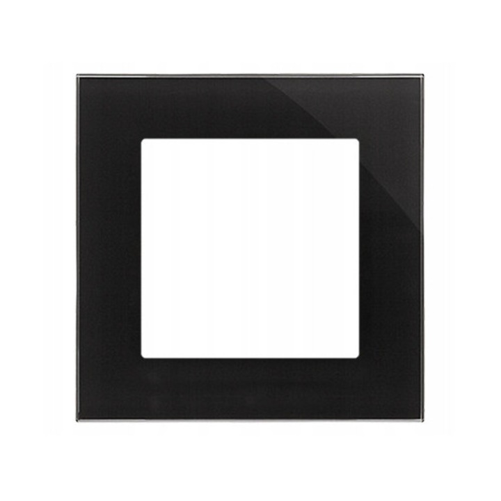 Rama single Simon 55 Nature, sticla neagra, 1 modul, dimensiuni 10x10cm
