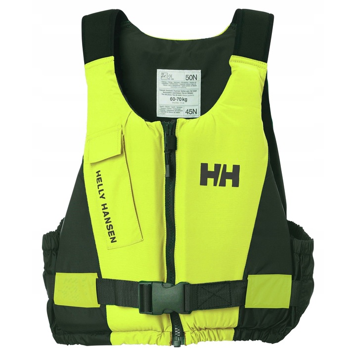 Vesta de salvare Helly Hansen, 35-50 N, neagra cu panouri galbene, 70-90 kg