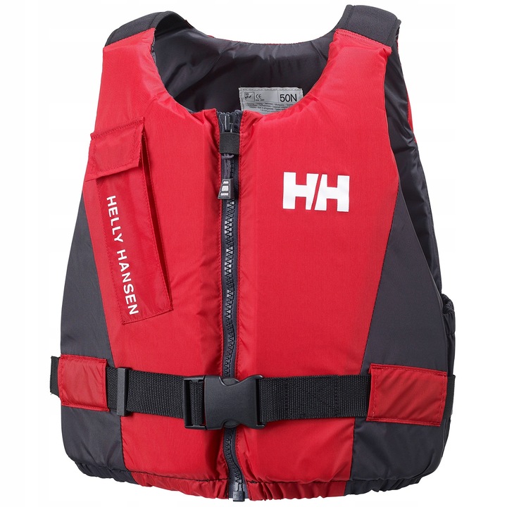 Vesta de salvare HELLY HANSEN, model Rider, neagra cu panouri rosii, pentru sporturi acvatice, marimea XXS (30-40 kg)