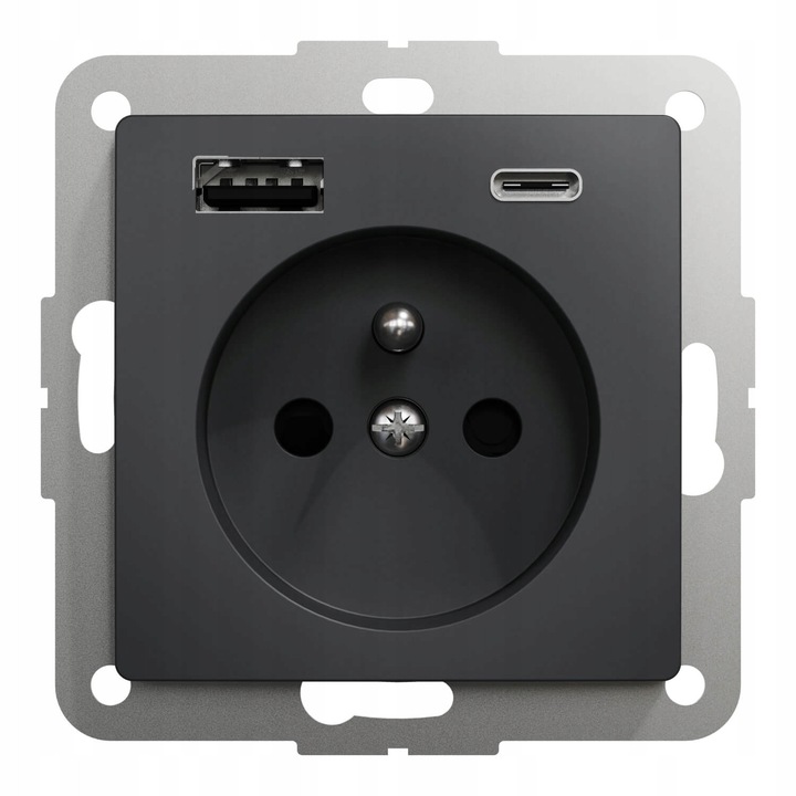 Gniazdo electric 2P+PE cu USB A+C Schneider Electric Sedna Design & Elements antracit 71x71x44mm