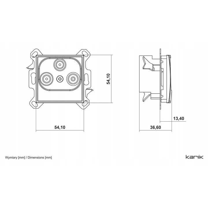 Gniazdo antenowe RTV-SAT KARLIK ICON 1,5dB taupe 60IGS