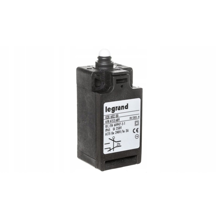 Végálláskapcsoló Atlantic 6A 250V, 1 NC + 1 NO, fehér/fekete, csavaros rögzítés