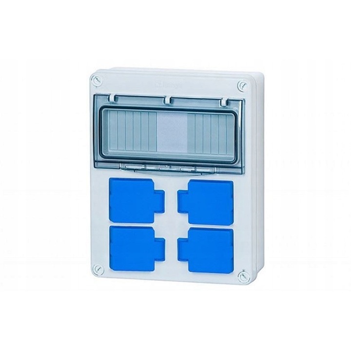 Tablou electric R-240, 4 gniazde 230V, 8 module, gri, IP44