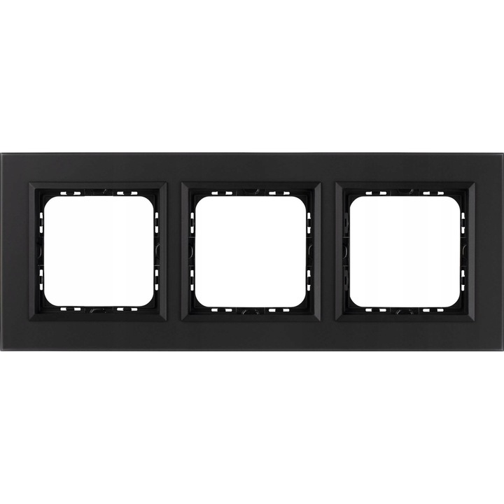 Rama tripla OSPEL Sonata, sticla neagra mata, 234x92mm