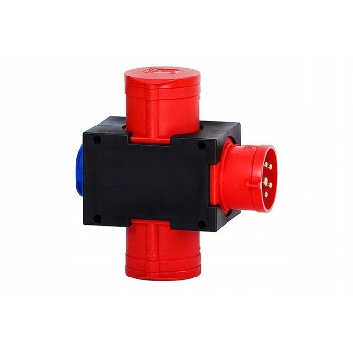 Tablou electric F-Elektro Parma, 2 gniazde 16A 5P, 1 gniazdo 230V, IP44, negru