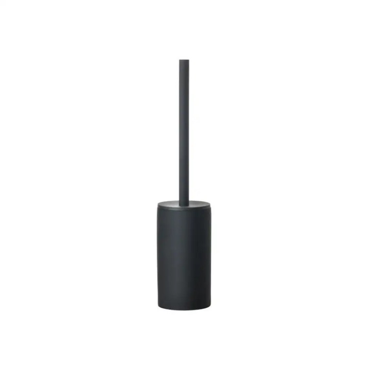 Szczotca WC set, Zone Denmark, Solo, ceramica si otel inoxidabil, neagra, 8,4x44,8cm
