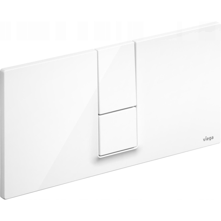 Buton de spalare WC Viega Visign for Style 14, alb, sistem de spalare 2-volume, set complet