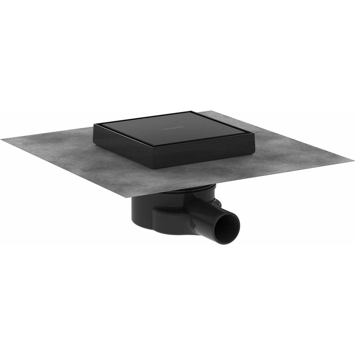 RainDrain Point lefolyórendszer, 150x150mm, matt fekete, rozsdamentes acél ráccsal