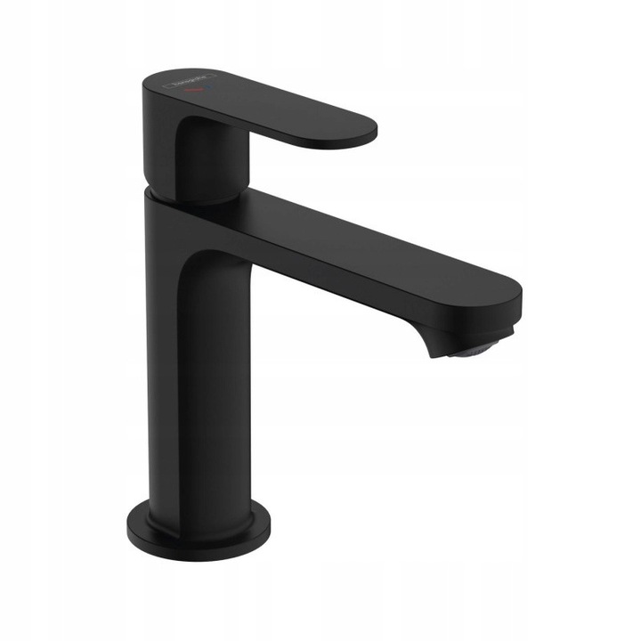 Baterie umywalkowa Rebris S, Hansgrohe, CoolStart, negru mat, 110 mm, set cu complet de scurgere