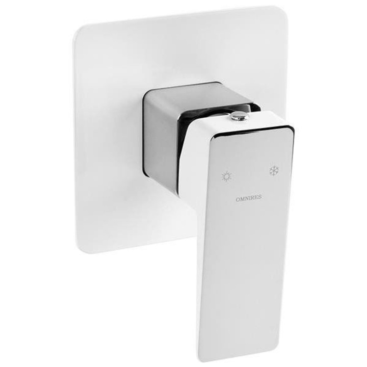 Baterie prysznicowa subtire Parma, Omnires, crom/ alb, 11x11cm, montaj subtire