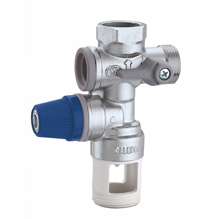 Grupa de siguranta Caleffi 1/2", din alama, cu supapa de inchidere si antiintoarcere, dimensiuni 1/2"x1"