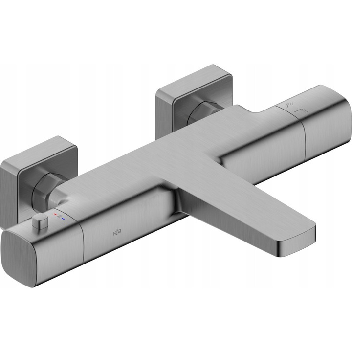 Baterie sanitara KFA Armatura Malaga, termostatica, gun metal grey, 2-otvorowa, montaj pe perete