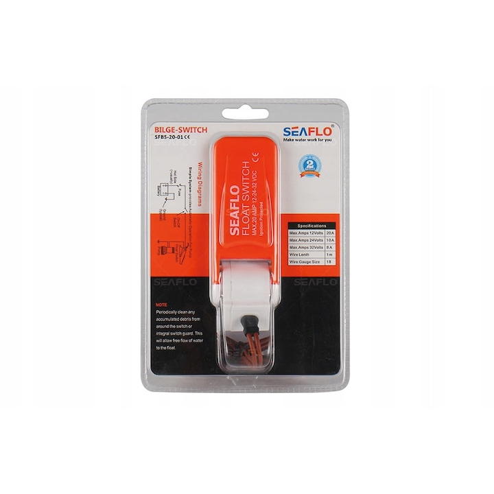 Автоматичен превключвател за водна помпа, Seaflo, модел FLOAT - SWITCH SFBS-20-01, 12V/24V, размери 130x44x54mm