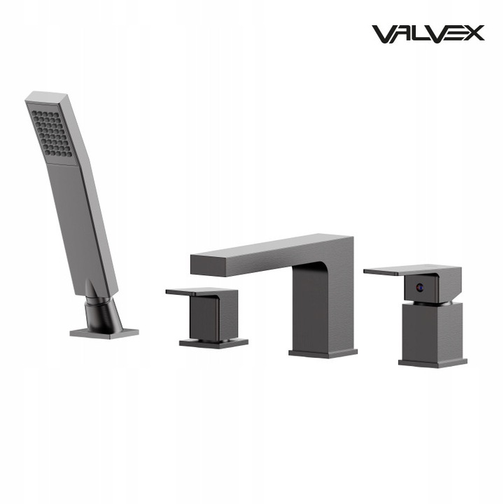 Valvex szaniter csaptelep, 4 lyukú, Gun Metal, tartozékokkal