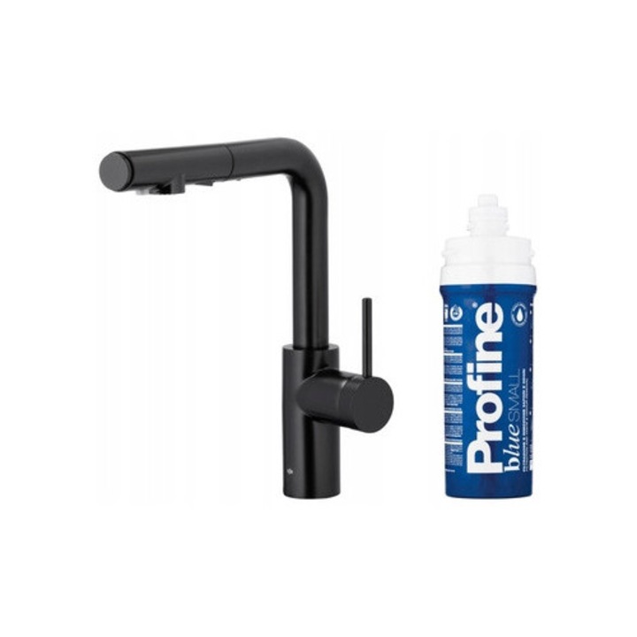 Санитарен смесител Duero Pure Basic, черен, с филтър Profine Blue