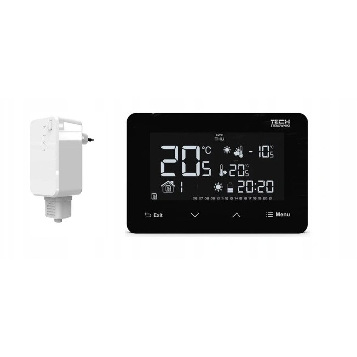 ST-293 v2 vezeték nélküli hőmérséklet-szabályozó, Tech, fekete, precíz vezérlés, heti programozás