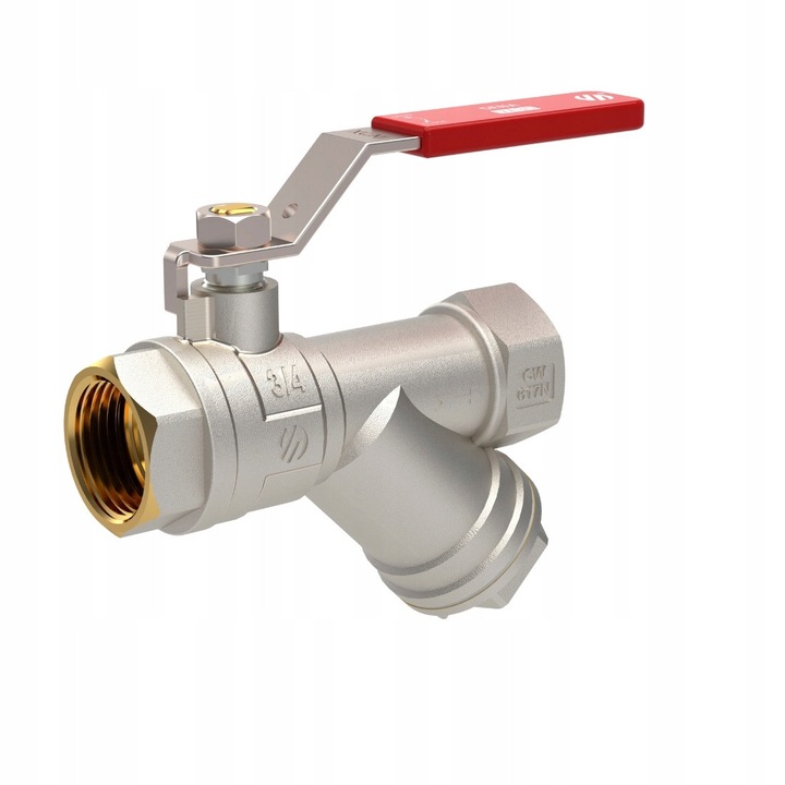Robinet cu bila Arco Sena 1" GW-GW, cu filtru, din alama, maneta din otel inoxidabil, dimensiuni 109x113x59mm
