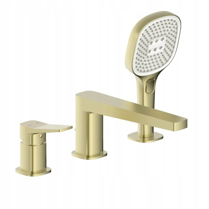 Baterie sanitara KFA Armatura Malaga, 3-otvora, aurie periata, montaj pe cada, set complet