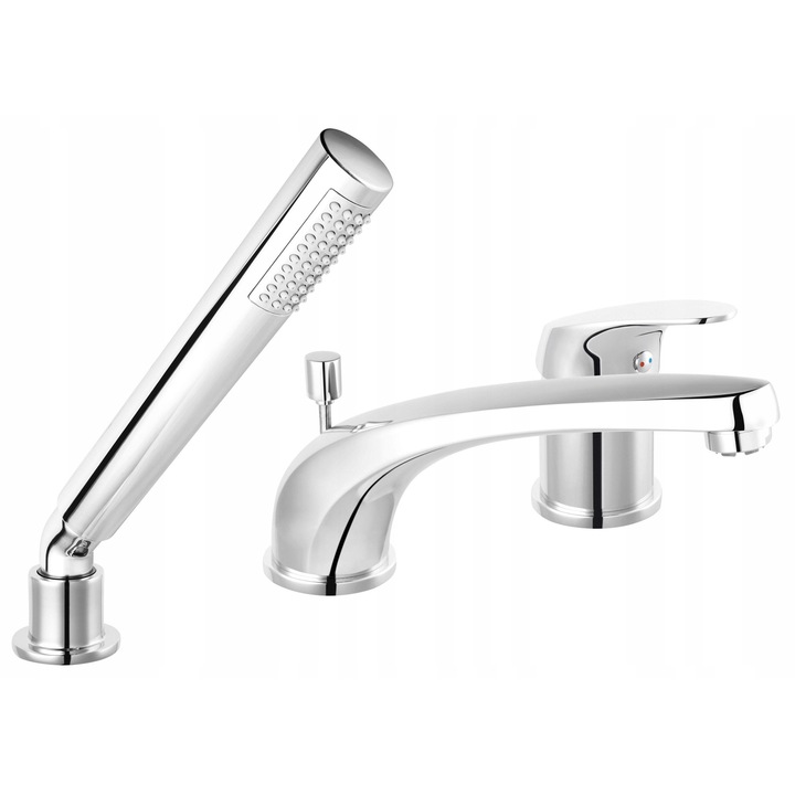 Baterie sanitara, Ferro, model One, trei orificii, crom, inaltime 115mm, lungime furtun 1500mm