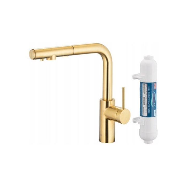 KFA Armatura Duero Pure Style szaniter csaptelep, Hydro+ szűrő, szálcsiszolt arany