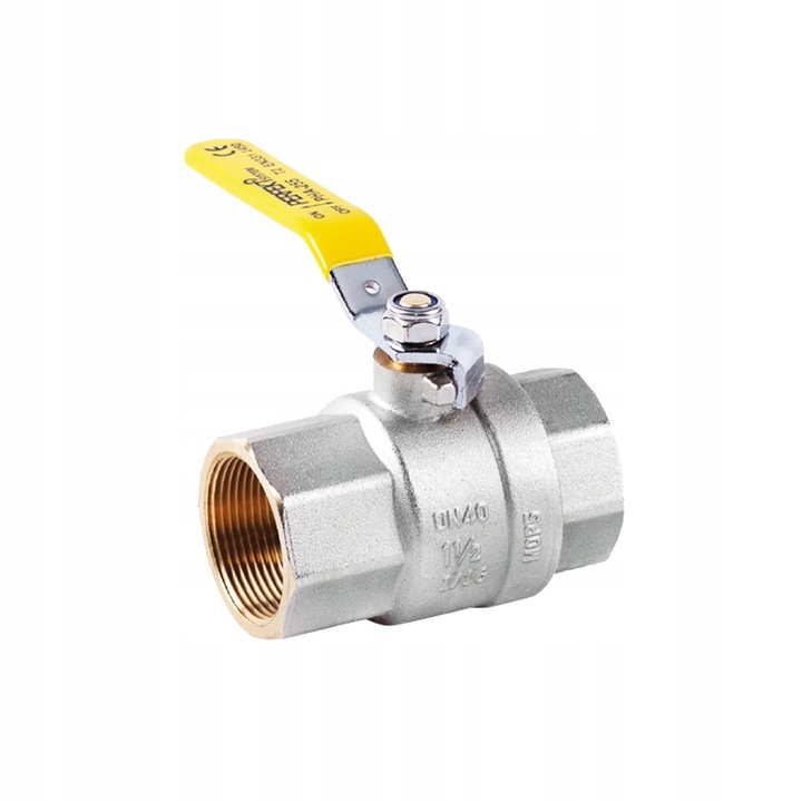 Robinet cu bila pentru gaz, Perfexim, DN50, mosiadz cu acoperire nichelata, temperatura -20C/+60C, MOP5