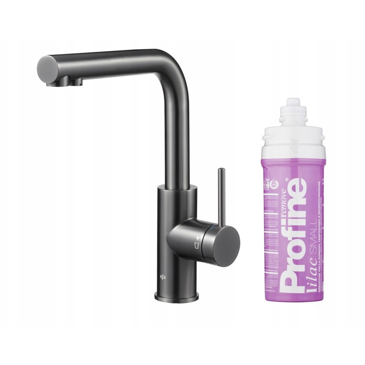 Baterie sanitara Duero Pure Basic cu filtru Profine Lilac S, gri metalic, 1-otvor, 212mm