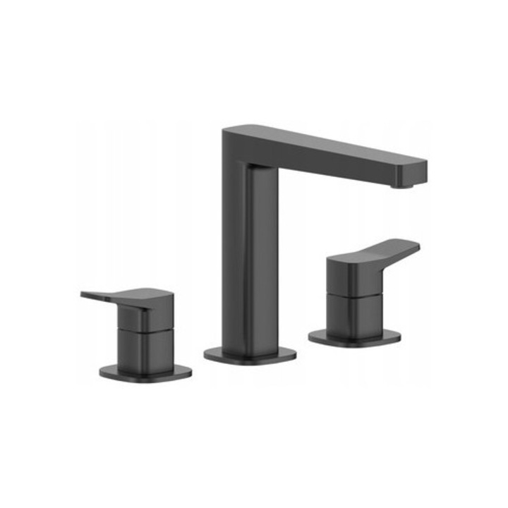 Baterie sanitara KFA Armatura, model Malaga, 3-otvoruri, neagra