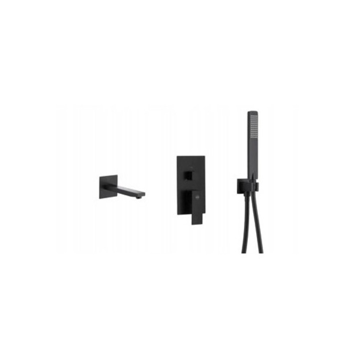 Baterie sanitara KFA Armatura, montaj subtire, neagra, set complet, 4kg