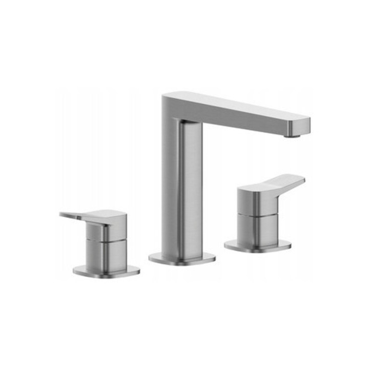 Baterie umywalkowa 3-otworowa, gun metal grey PVD, montaj vertical, mosiadz, lungime wylewka 162mm