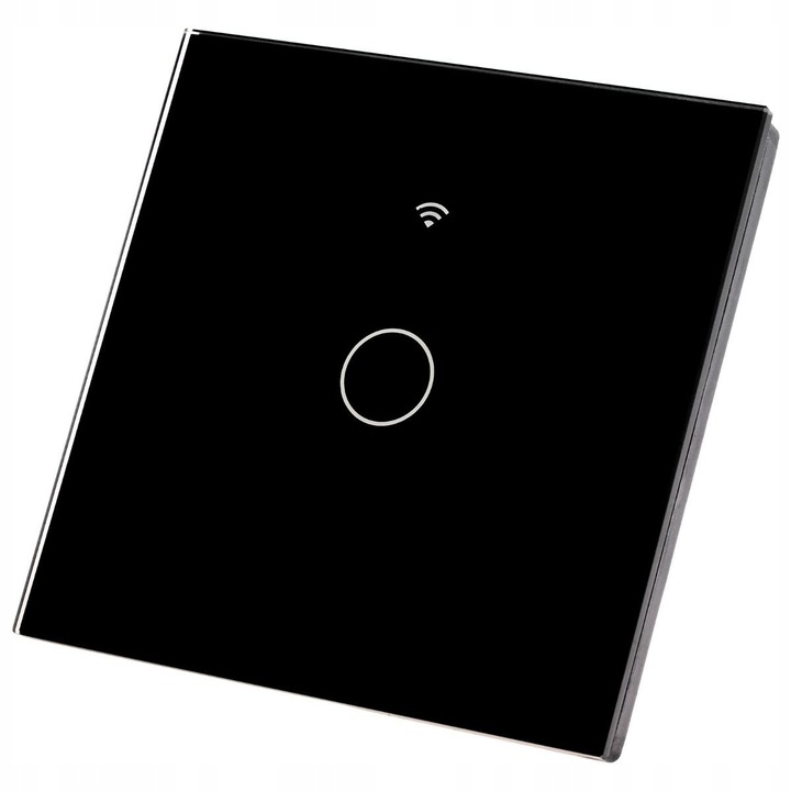 Wi-Fi kapcsoló LED-del, Masterled, fekete, 1 csatornás, méretei 86x86x35mm, kondenzátorral LED-hez