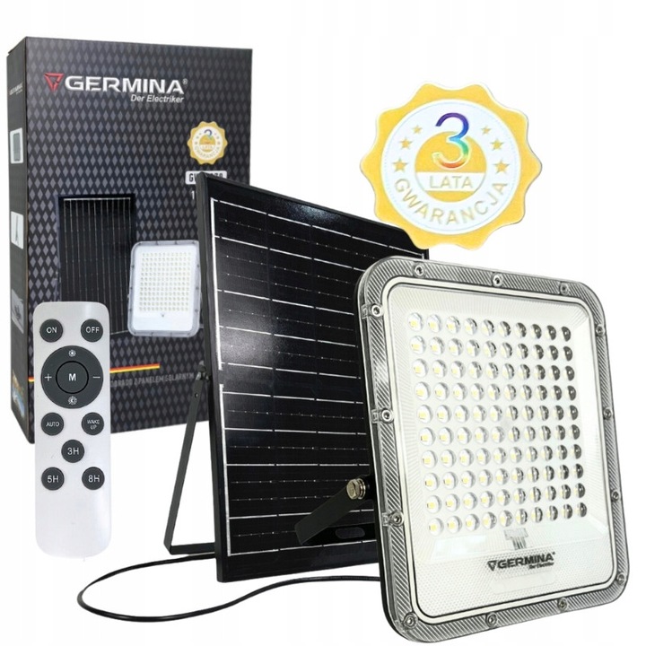 Proiector LED cu panou solar 100W, 5000K, 1200lm, IP65, set cu telecomanda