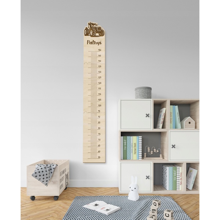 Miarka de inaltime personalizata, SMX Design, 55-150cm, 130x20cm, lemn natural, set 3 piese