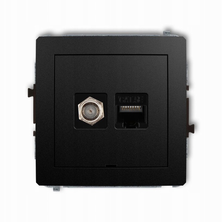 Gniazdo computerowo-antenowe F + RJ45 kat.5e, Karlik DECO, negru mat, set