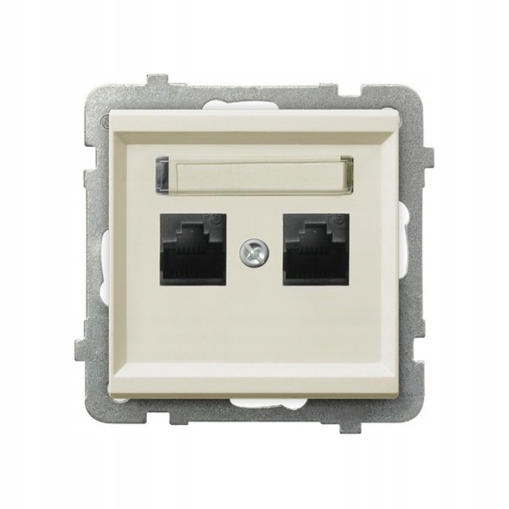 Prize RJ45 categoria 6, Sonata, ecru, 71x71x33mm, montaj subtire