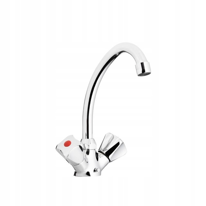 Baterie sanitara KFA Armatura Standard, crom, 1-otvor, cu wylewka rotativa, 135mm, set 2 buc.