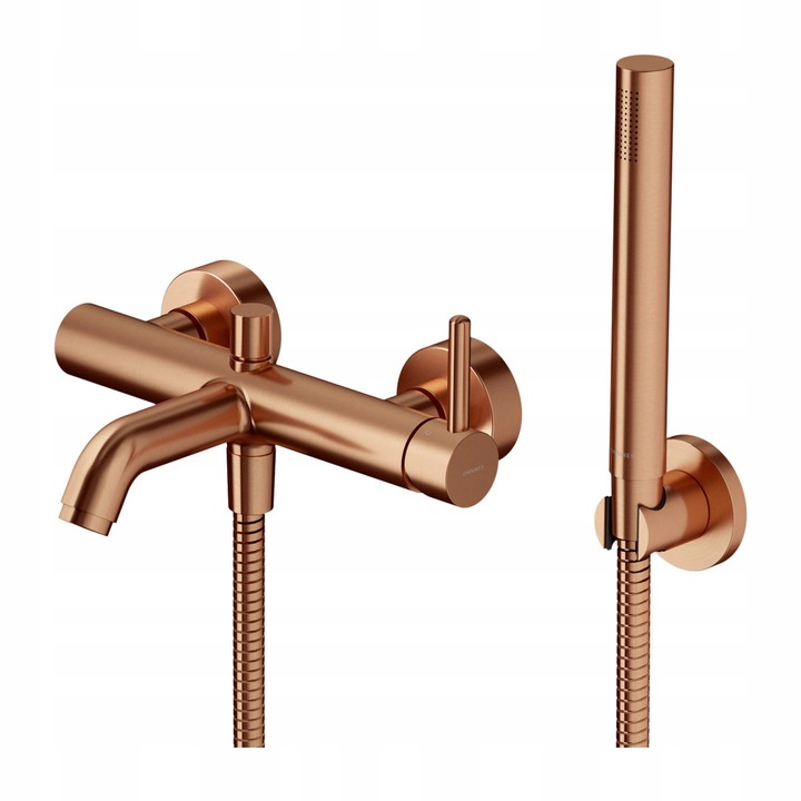 Baterie sanitara pentru cada cu set de dus, miedz slefuita, 17,5cm, 150cm, OMNIRES Y1231CPB