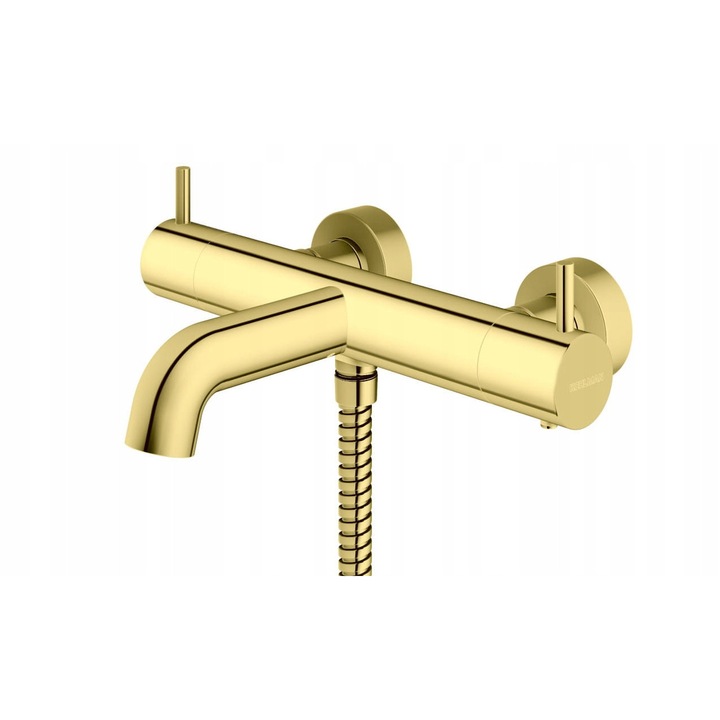 Baterie sanitara KOHLMAN Axel Gold, termostatica, montaj pe perete, finisaj auriu, 208mm