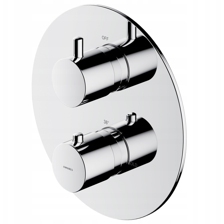 Baterie termostatica prindere in perete, Omnires, serie Y, crom, 20x20cm, set complet