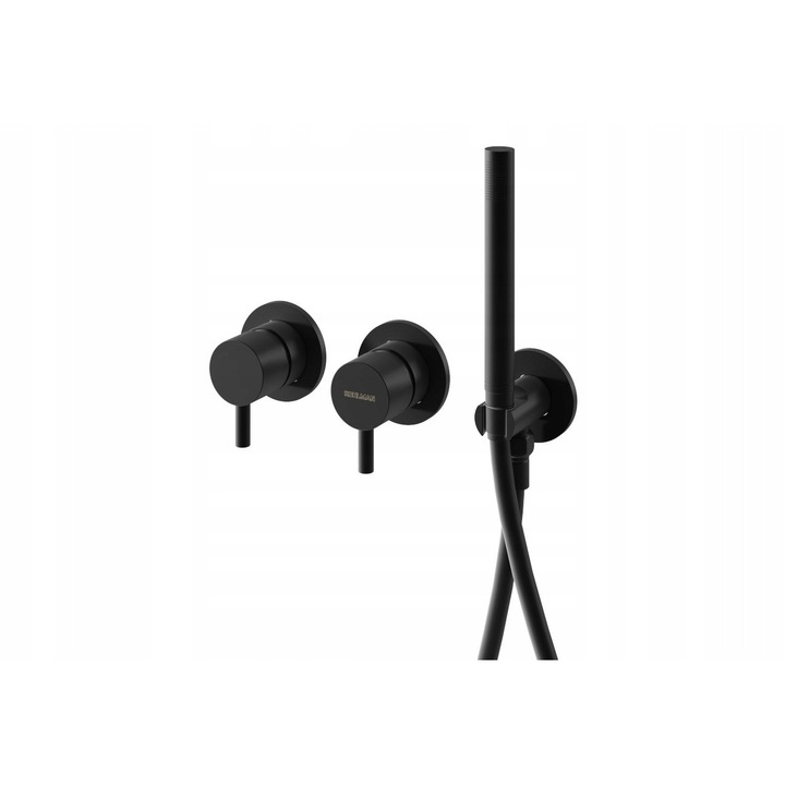 KOHLMAN AXEL szaniter csaptelep, kétkaros, falba süllyesztett, matt fekete, 2 lyuk, 215mm