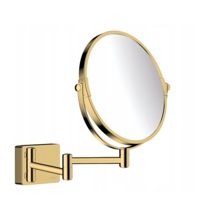 Lusterko cosmetic, Hansgrohe AddStoris, 1x/3x, auriu optic polizat, montaj pe perete