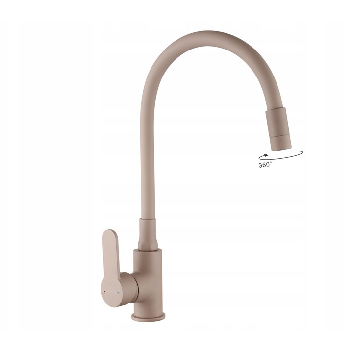 Baterie sanitara Ksanti Plus, elastyczna wylewka, 35mm, bej, set cu wezyki 3/8"