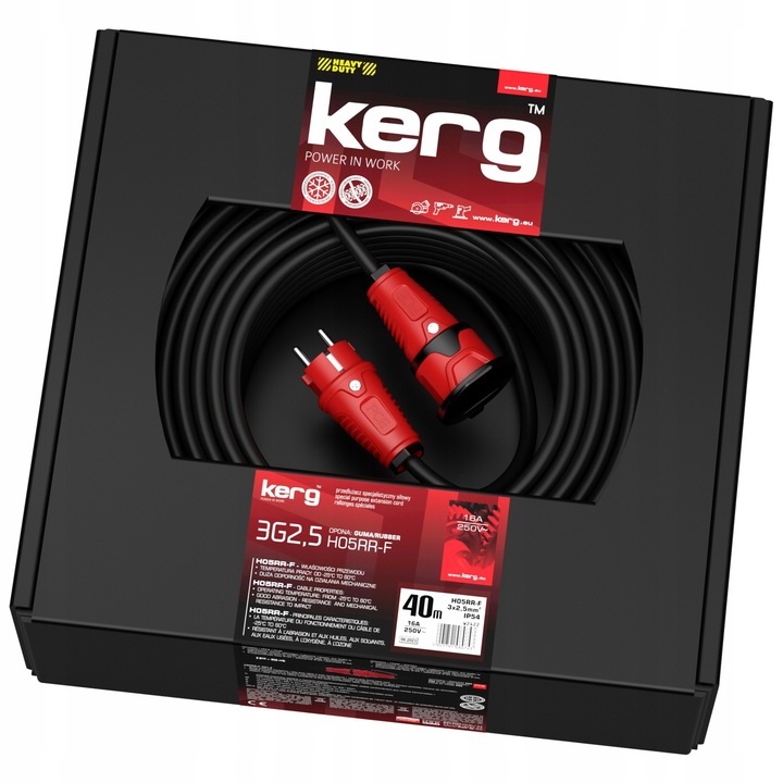 Prelungitor Kerg 3x2,5mm, 40m, IP54, exterior