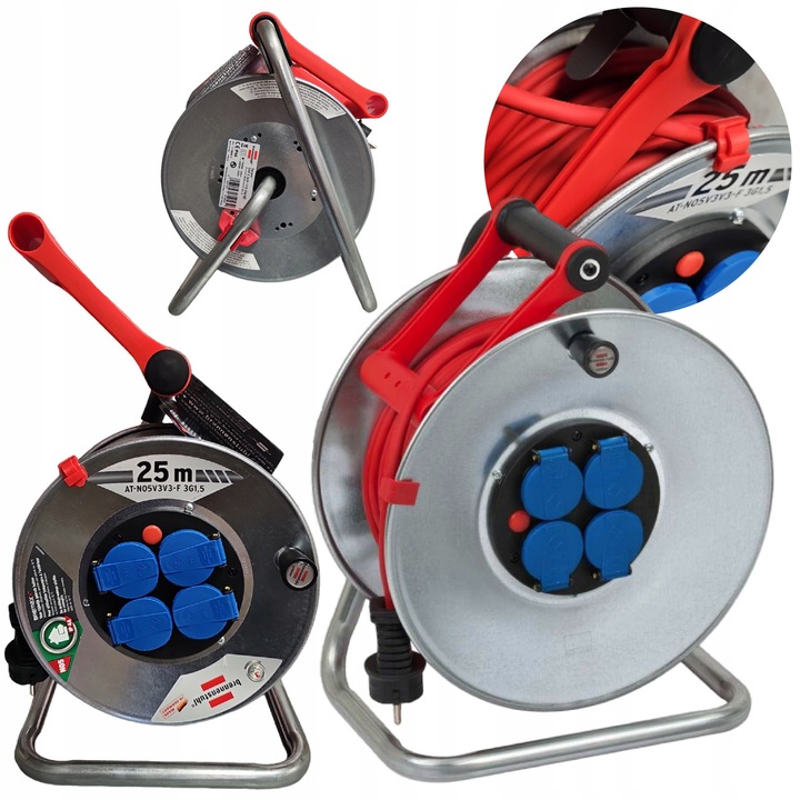 Prelungitor de santier Brennenstuhl 3x1,5 25m IP44 cu stabilizator, colorat, set